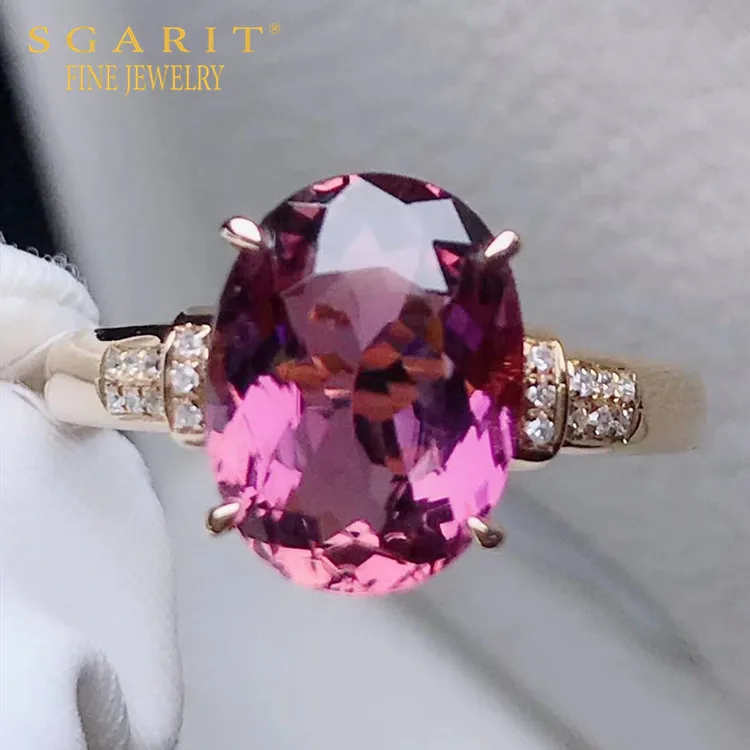 

SGARIT wholesale western engagement ring jewelry 18k gold 2.75ct red tourmaline natural gemstone ring women