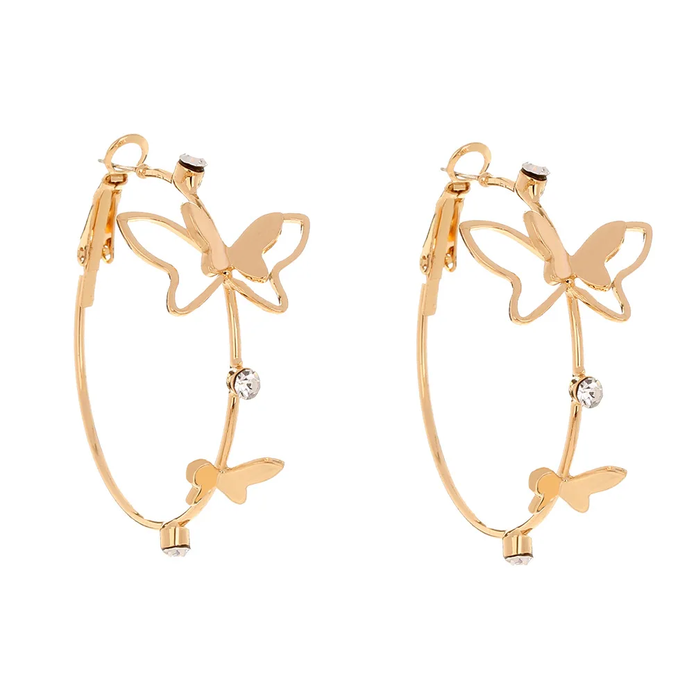 

Butterfly metal earring ear buckle aretes de acero inoxidable aretes de moda butterfly hoop earrings