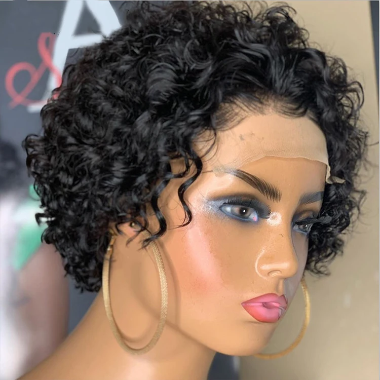 

Pixie Cut Wig Human Hair Curly Bob Short Pixie Cut Lace Wig Bleached Knots Lace Frontal 13x4 Pixie Wig With Baby Hair