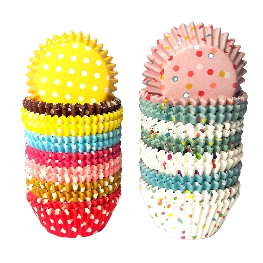 

Custom disposable High Temperature Resistant grease proof food safe paper cupcake cases baking cake cups, Colorful