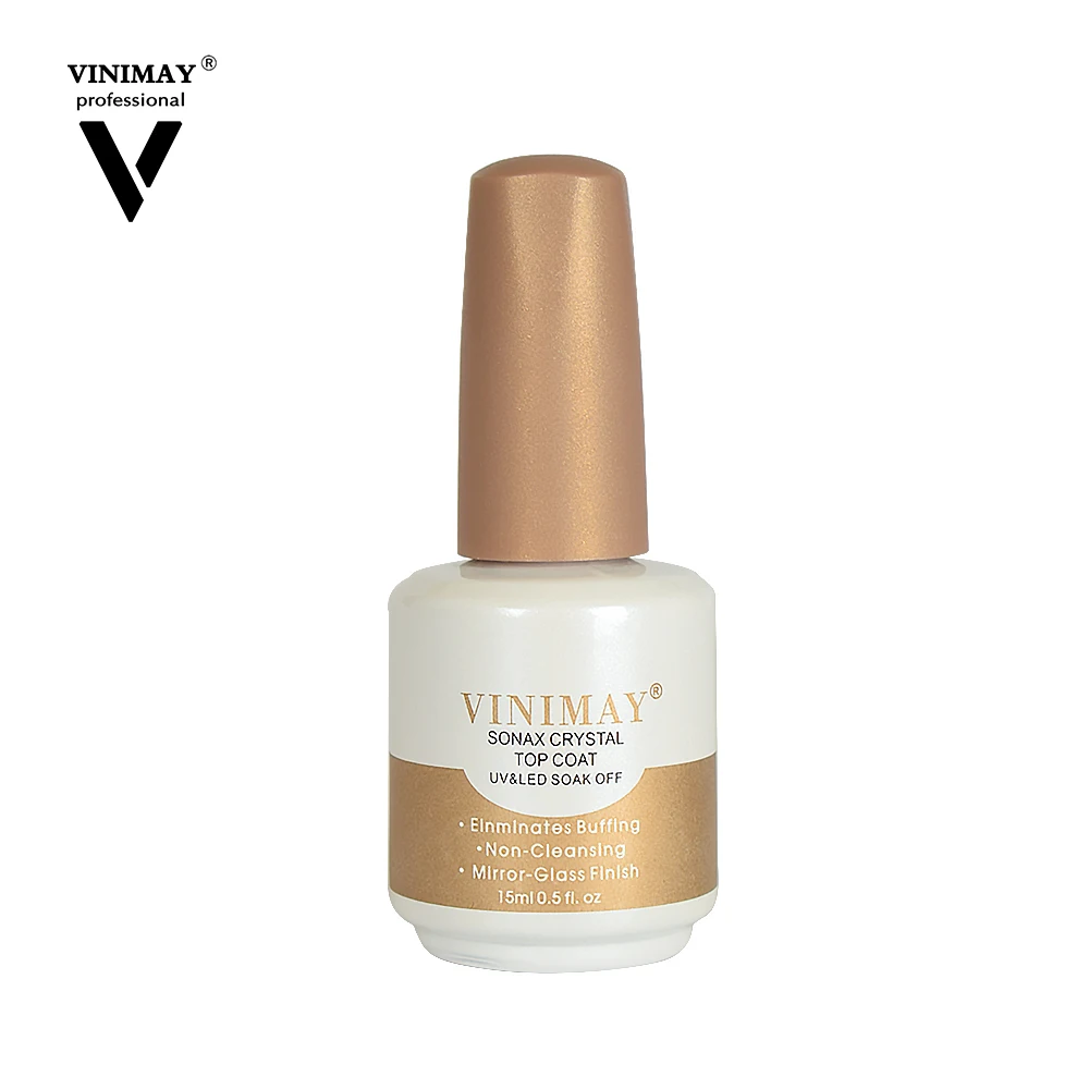 

Vinimay 15ml No Wipe Top Coat Nail Gel Polish No Sticky Layer No Wipe Top Coat Reinforce Gel