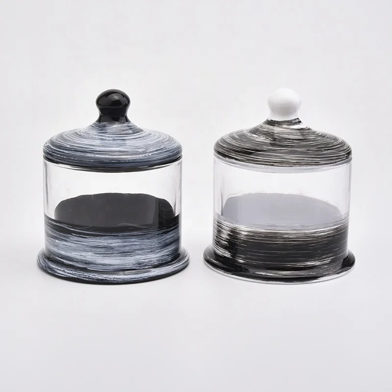 Luxury custom glaze Glass Candle container with lid in bulk