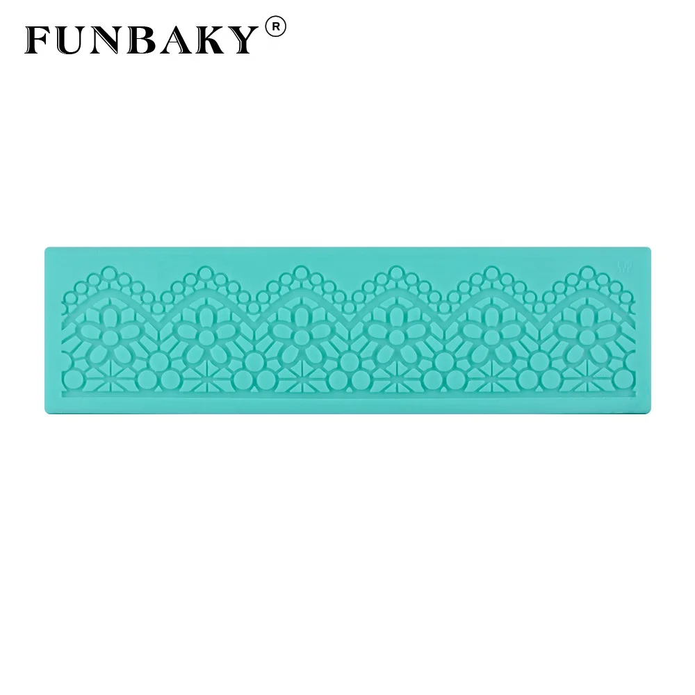 

FUNBAKY Lace Silicone Mat Fondant Cake Decoration Mold Flower Embossing Lace Mat Lace Pattern Chocolate Chips Silicone Mold, Customized color