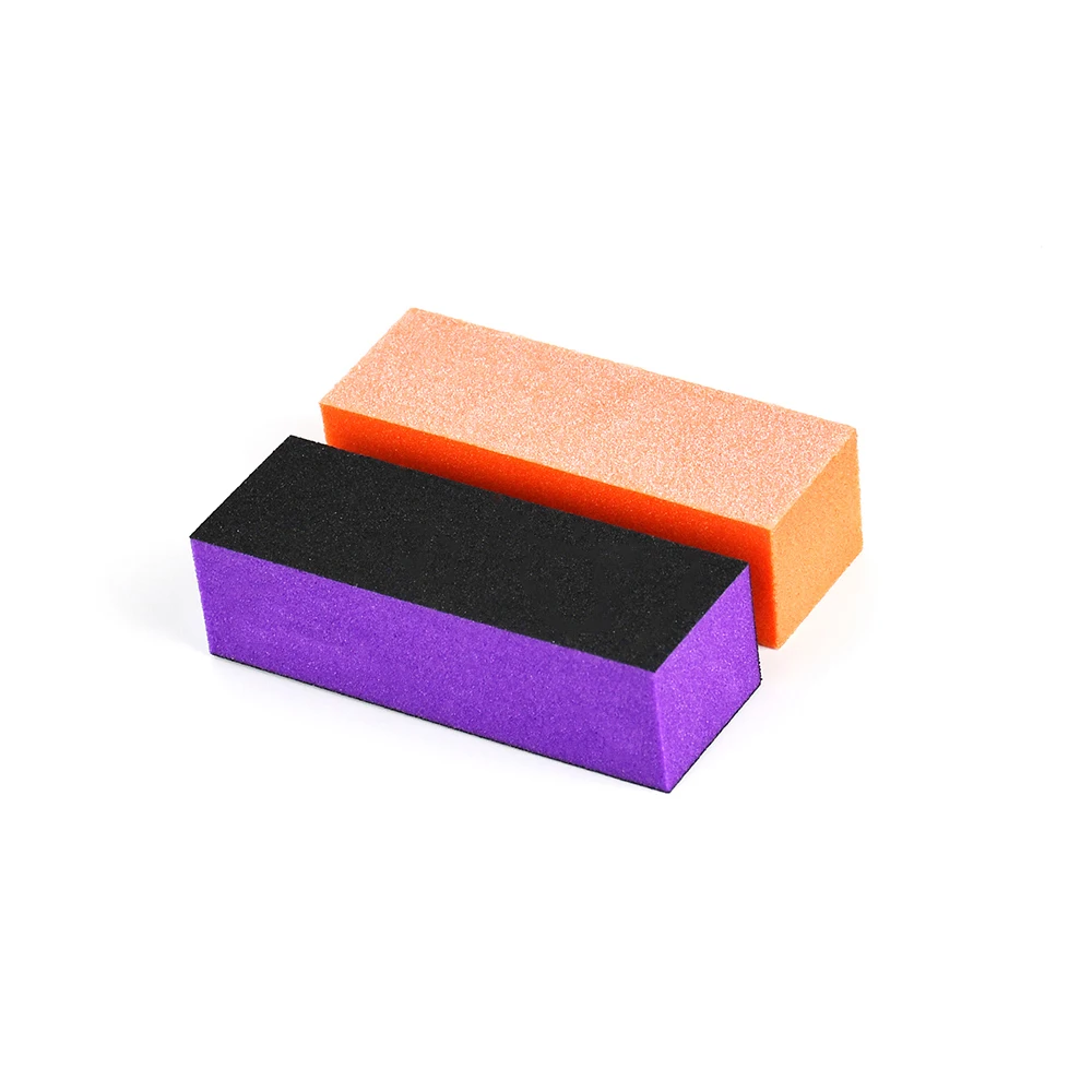 

500 Pcs/Case Professional Disposable 3 Ways Nail Buffer Sanding Block For Nail Beauty Salon, Orange, purple