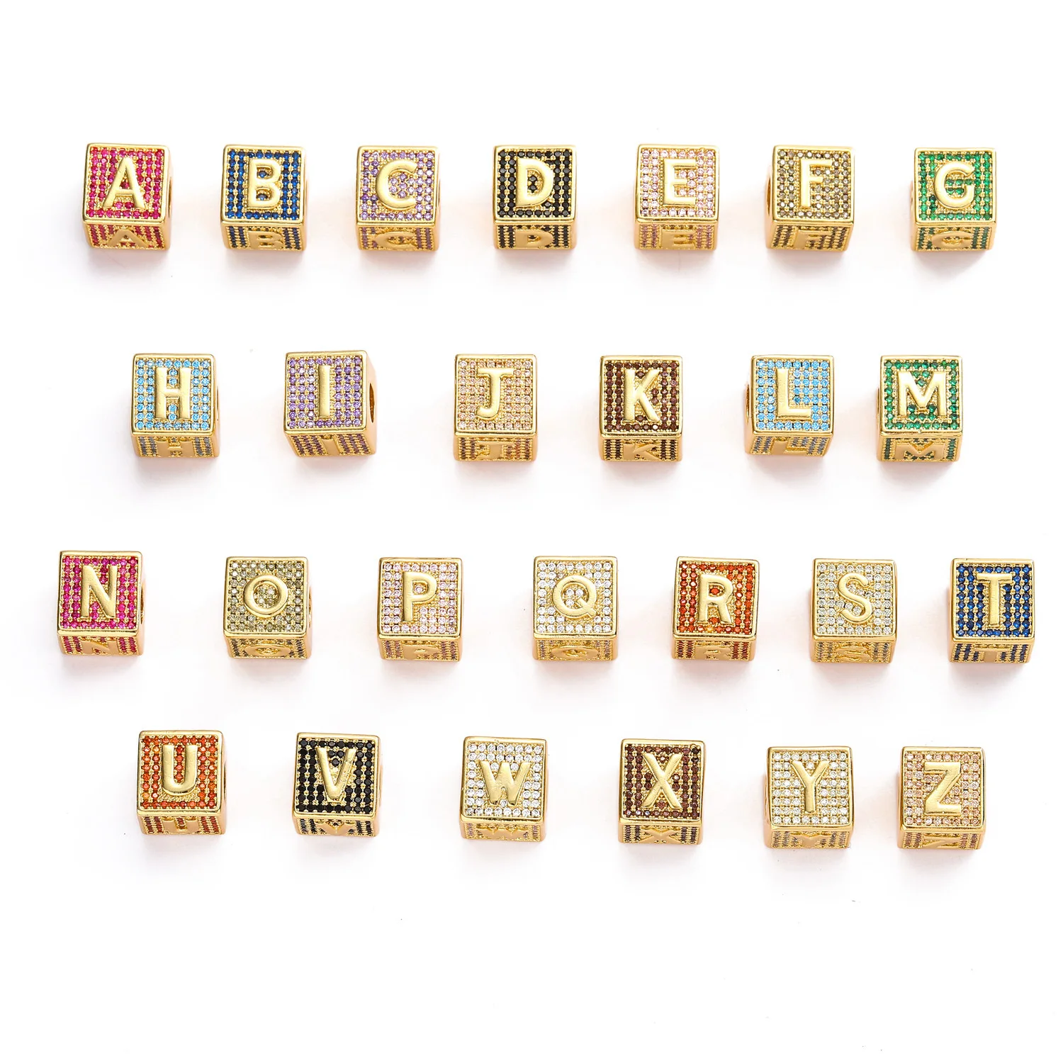 

Hip hop dice square 26 alphabet pendant tetragram zircon free combo hip hop jewelry, Colours