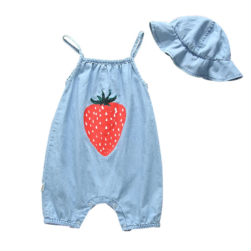 

100% Cotton Clothes And Bucket Hat Summer Girls' Sleeveless Clothing Hats Sets