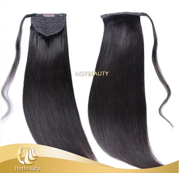 
Hot Beauty Natural Real Hair Ponytail Black Peruvian Human Hair Ponytail 