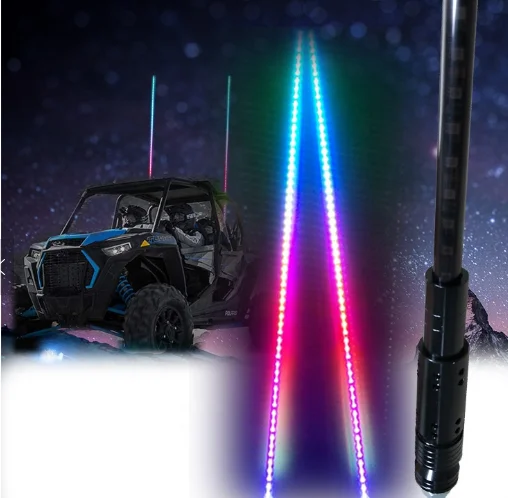 Multicolor waterproof led buggy whip 12v led strip lighting flag pole whip for atv utv wheels