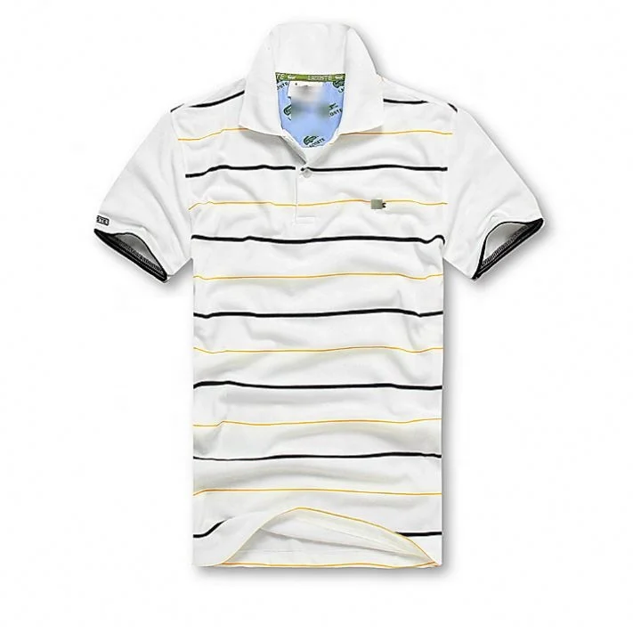 

2021 Wholesale Men's Short Sleeve T-shirt Lapel Striped POLO T-shirts, White,beige,red,yellow,green,black,light blue
