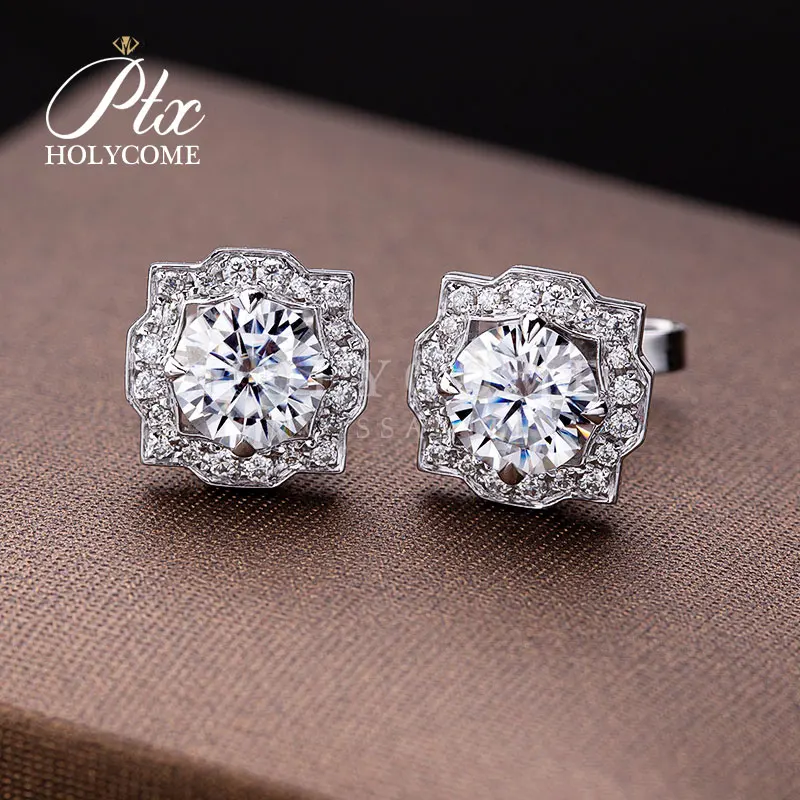 

Holycome 2021 Popular Style 925 Sterling Silver Earrings Women With Zircon Moissanite Luxury Earring Studded Earrings, Silver color