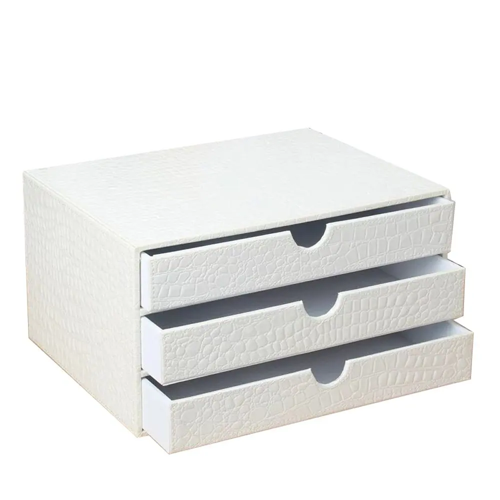 
Desktop file cabinet drawer high quality office supplies leather white file storage cabinet data file cabinet 