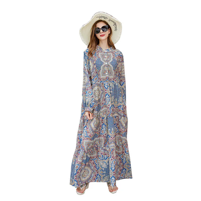 

Spring Long Sleeve Chiffon Dress Women French Retro Long Dress Summer Plus Size XL-5XL Dresses