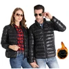 Ultra light Down Coat Women Men rechargeable battery heated jacket