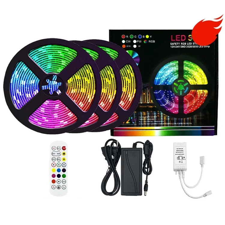 24 Keys Rgb Color Changing Light Strip Kit With Remote And Control Box ...