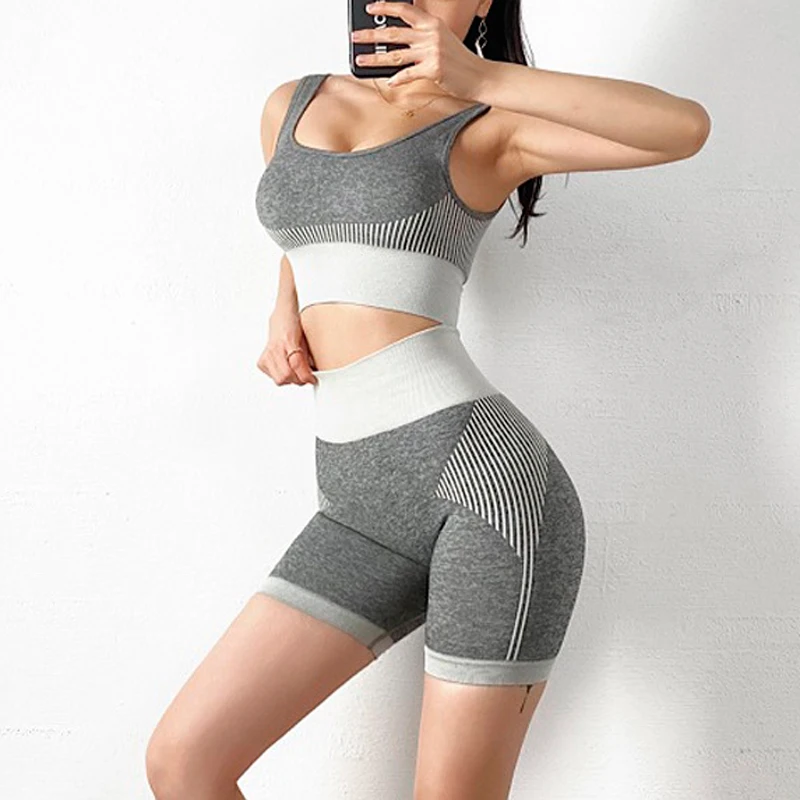 

2021 Short Women Set Clothing Yoga Shorts Miqi Apparel Sport Bra Fit Cloth Seamless Leg Yoga Pants Leggings, Customized colors