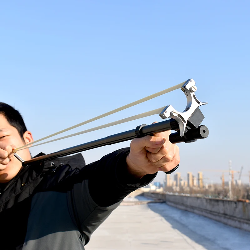 

New Retractable Folding Powerful Sling shots Long Rod Shooting hunting SlingShot With Rubber other shooting products