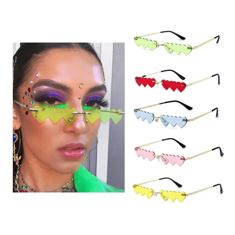 

VIFF HM21366 Cute Sun Glasses Amazon Hot Selling Fashion Style Women Heart Colorful Rimless Sunglasses 2022, Multi and oem patone design