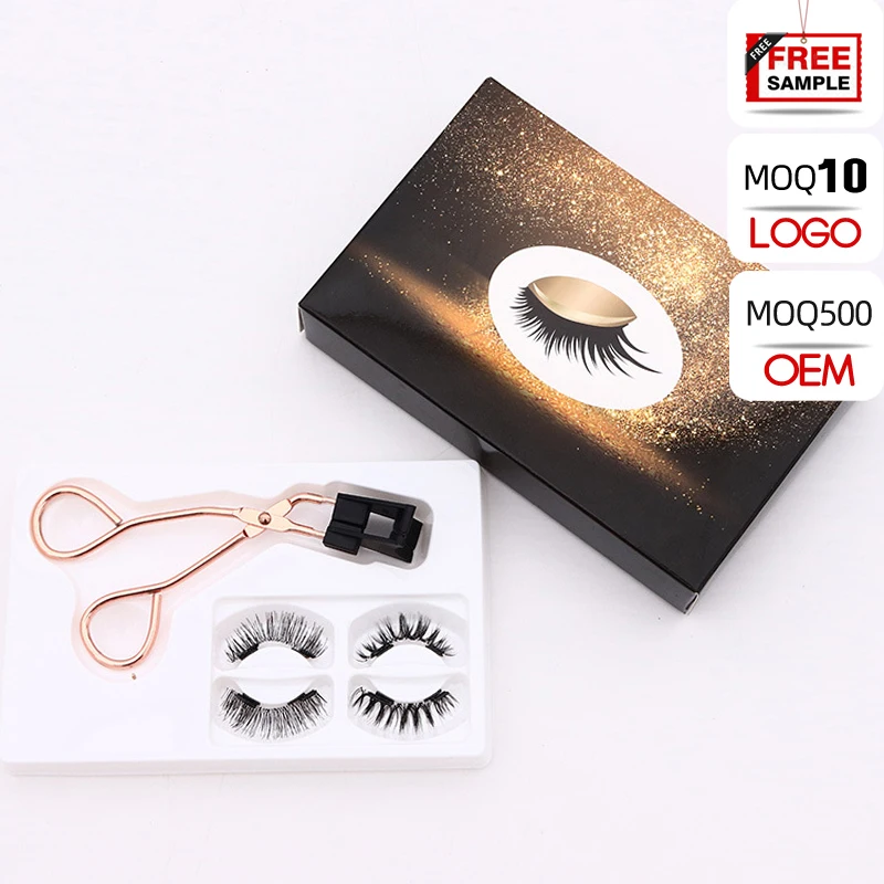 

2021 Newest styles magnetic eyeliner and magnetic lashes 3d wholesale magnetic eyelashes with eyelash tools., Natural black magnetic eyelashes