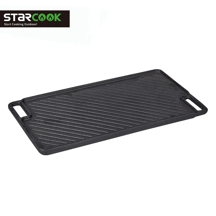 

Cast Iron BBQ Griddle Plate Grill Pan Cookware, Black