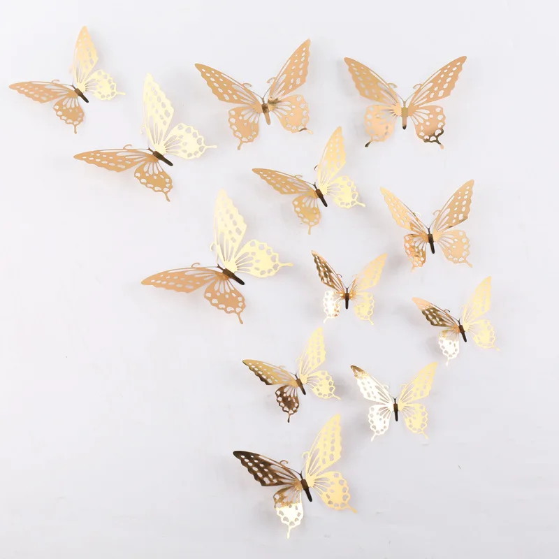 

Hot Sales Butterfly Gold Silver Metallic color Cake Tools Party Supplies For wedding decoration happy birthday Cake Topper