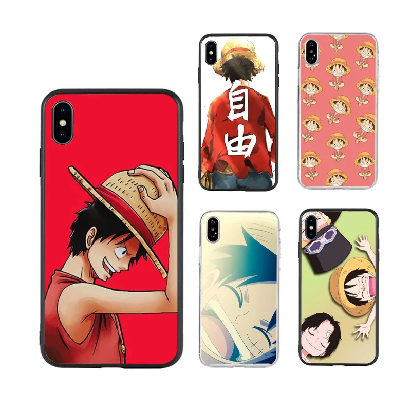 

Japanese anime collage one piece luffy fashion Phone Case for iPhone X XR Xs Max 11 11Pro 11ProMax 12 12pro max luxury fundas, Black/transparent