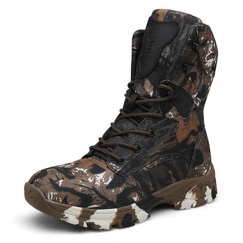 

2020 Hot Sale Wish Amazon new high top camouflage waterproof combat non slip military boots tactical boots