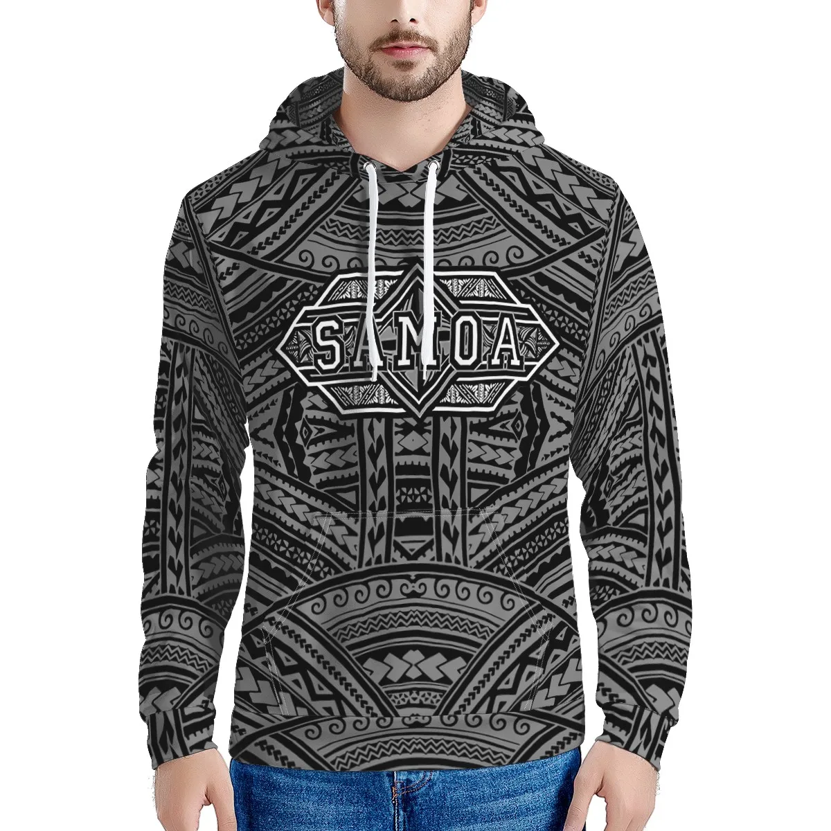 

OEM Customized Hoodie Sweatshirt American Samoa Flag Printed Oversize Mens Pullover Polynesian Tribal Hoodies With Pocket, Customized colors