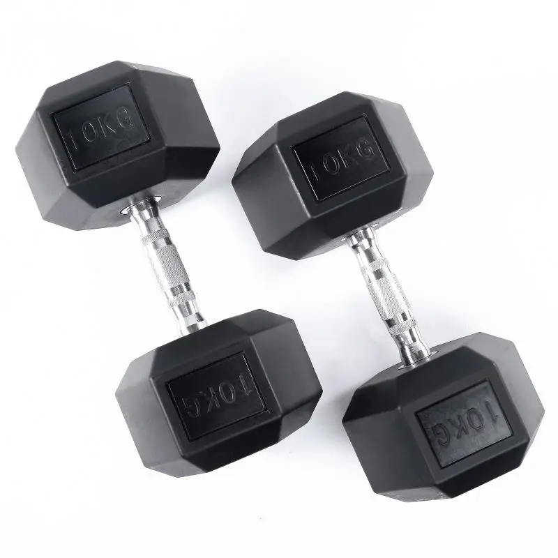 

Factory Free Weight Lifting Gym Equipment Workout 20 Pound Lbs 10Kg Hexagonal Rubber Hex Dumbbell Sets, Black