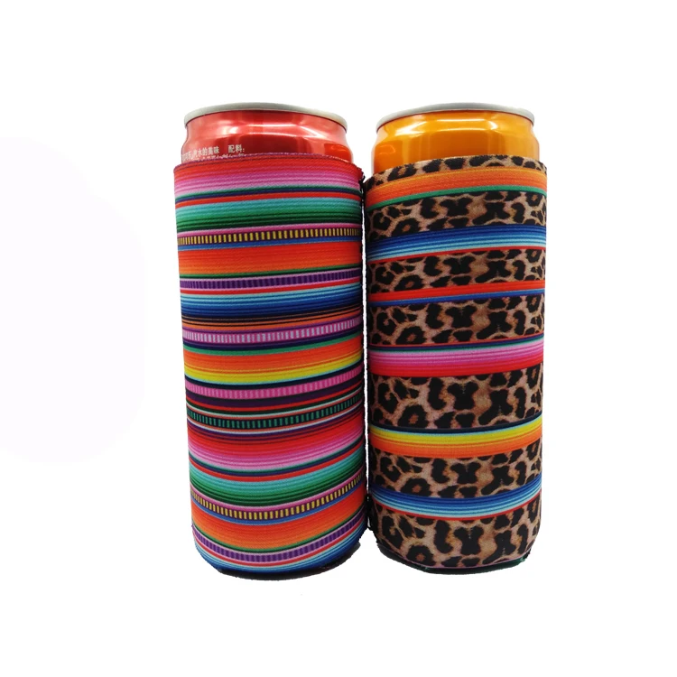 

Hot Sale Cute Serape Printed Skinny Can Cooler Neoprene Slim Can Holder, Customized color
