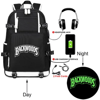 

Noctilucent USB charging Amazon hot selling wholesale backwoods cigars 3D print waterproof school student backwoods backpack