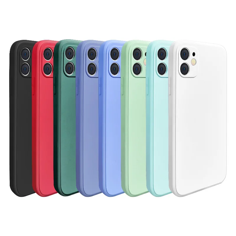 

Pure color liquid 12 phone case straight edge drop resistanc for iphone 12 TPU case for iphone11 pro MAX XR 6S 7 8 Plus