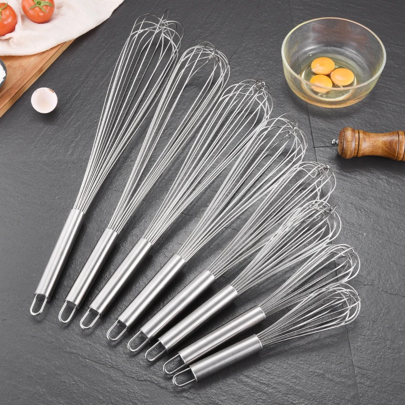

Wholesale stainless steel hand whisk set professional baking tools whisk set rustproof durable hand whisk for cooking, Natural