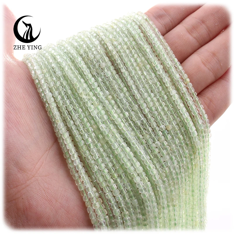 

Zhe Ying 2.5mm Prehnite faceted cube stone beads wholesale loose natural stone diy square gemstone beads