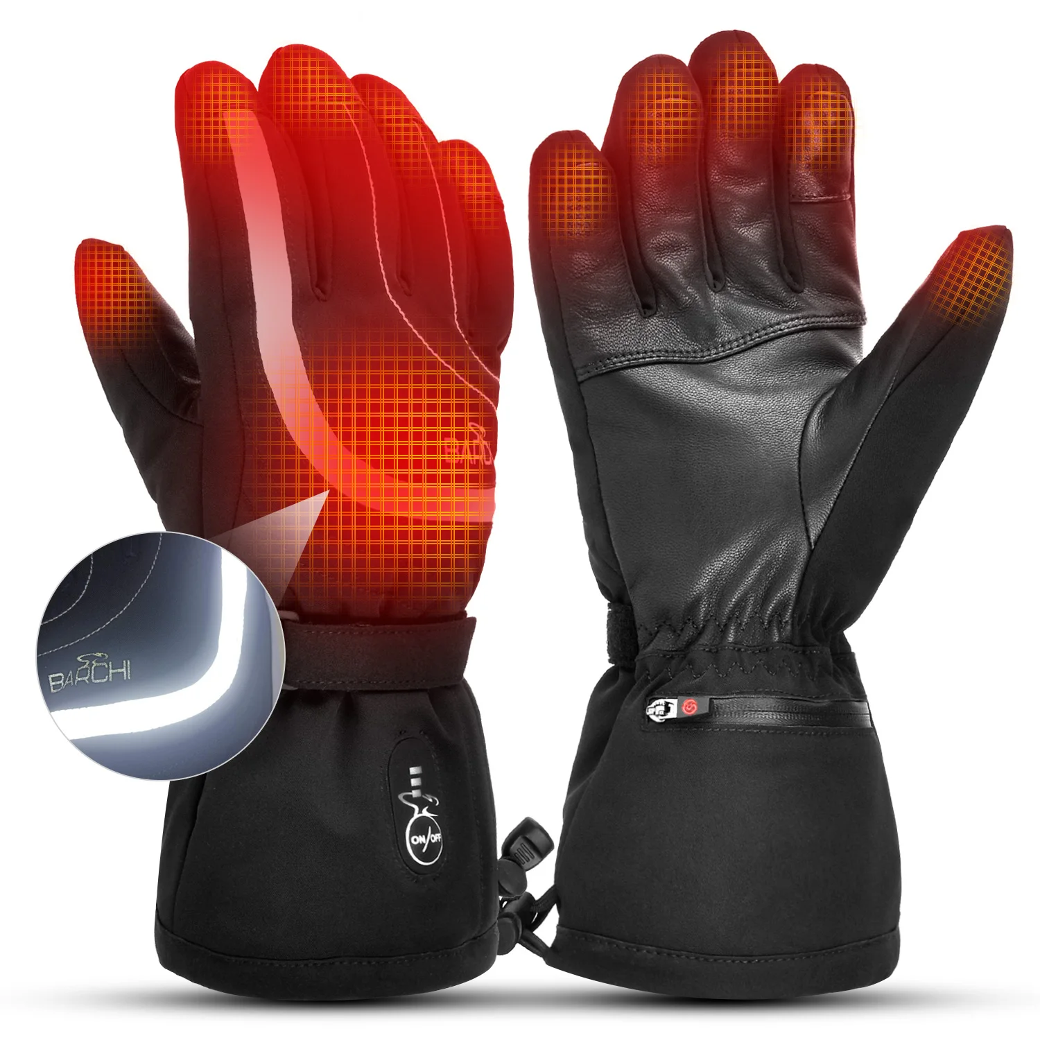 

Savior Fashionable Winter Sports 3 Levels Temperature Control Electrically Lithium Battery Heated Gloves Gants Chauffants, Black
