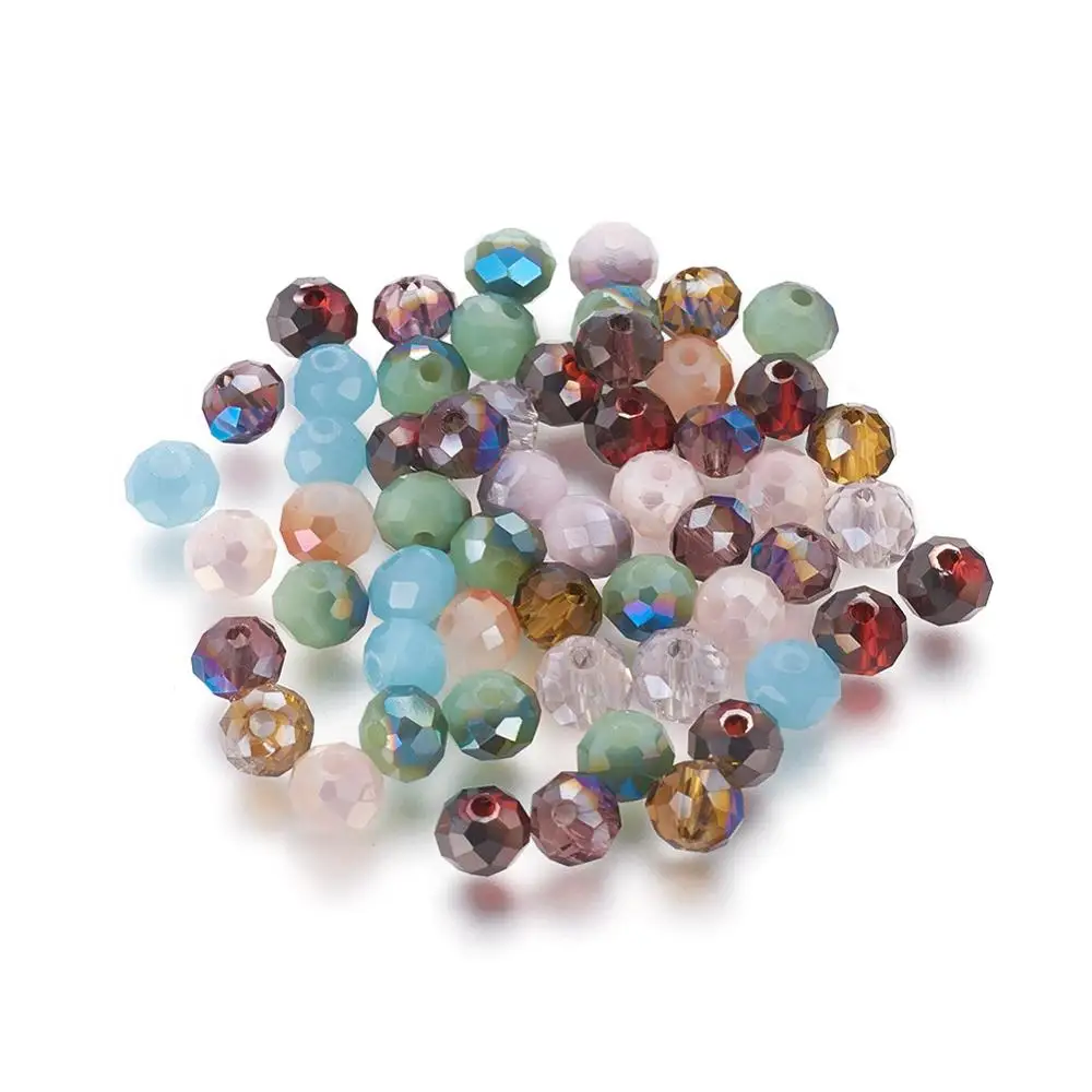 

PandaHall 6mm Mixed Color Rondelle Electroplate Jewelry Glass Beads