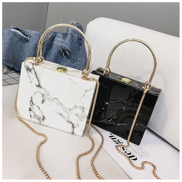 

Marble pattern chain small square bag luxury handbags for women purses for women handbag