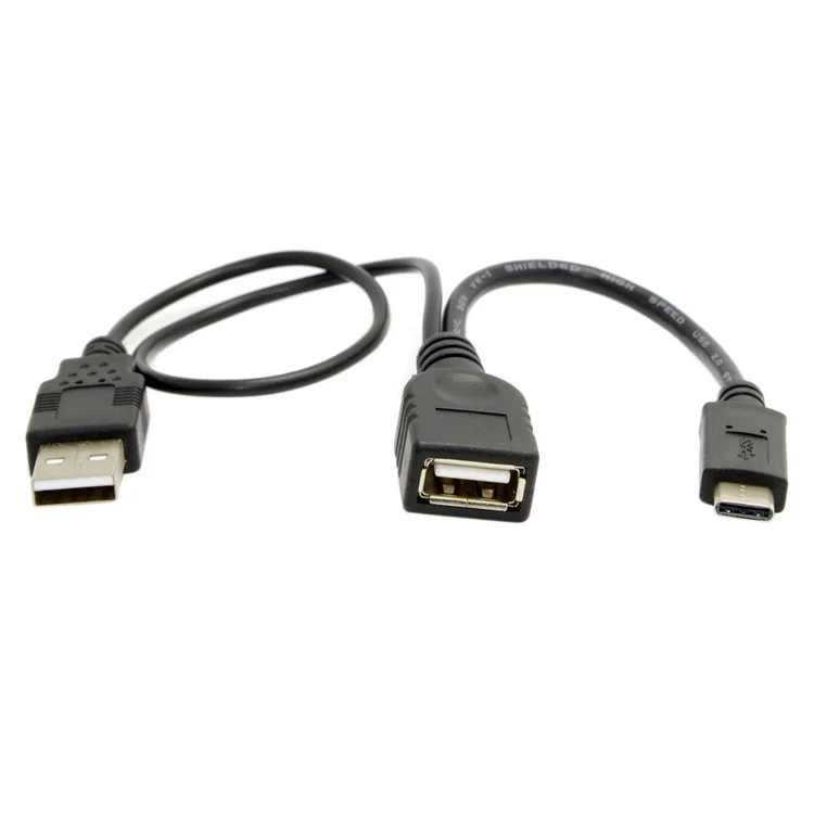 

Type c OTG USB 2.0 Female OTG Data Cable with USB Extra power for USB