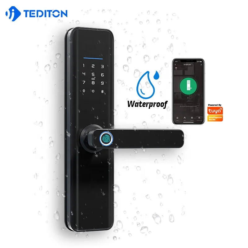 

Dropshipping Luxury High Quality Smart locks TUYA App WiFi Biometric Digital Keypad Waterproof Fingerprint Door Lock