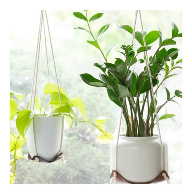 

Crazy Horse Leather Plant Hangers Indoor Hanging Plant Shelf Window Plant Hanger, Customized