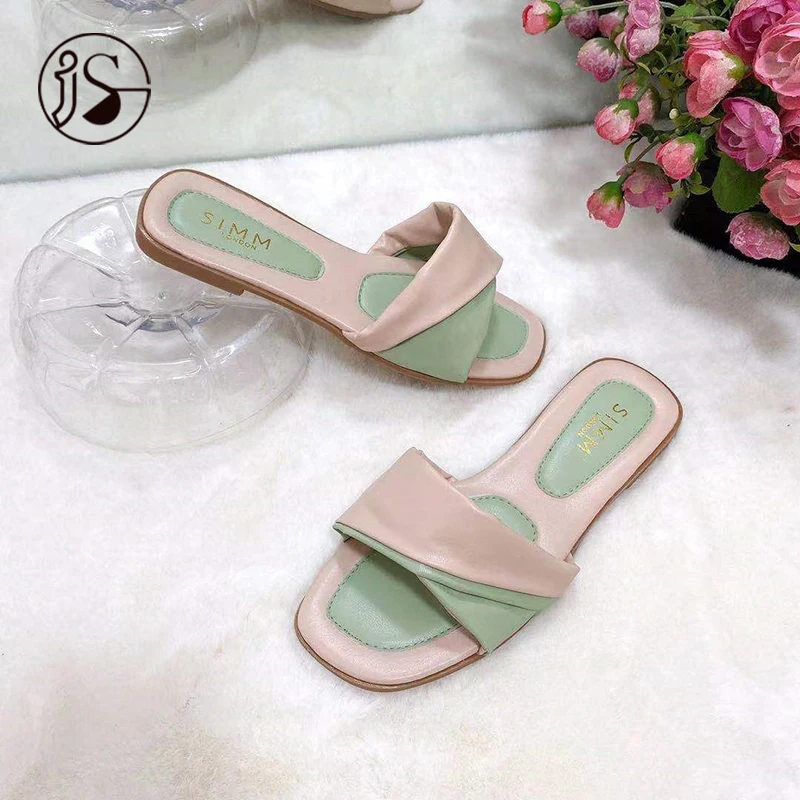 

2021 new two-color anti women slippers sandals women's sandals European and American hot summer flat shoes, Customized color