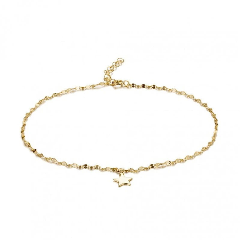 

ROXI summer popular simple ins five-pointed star anklet for women, Gold/white