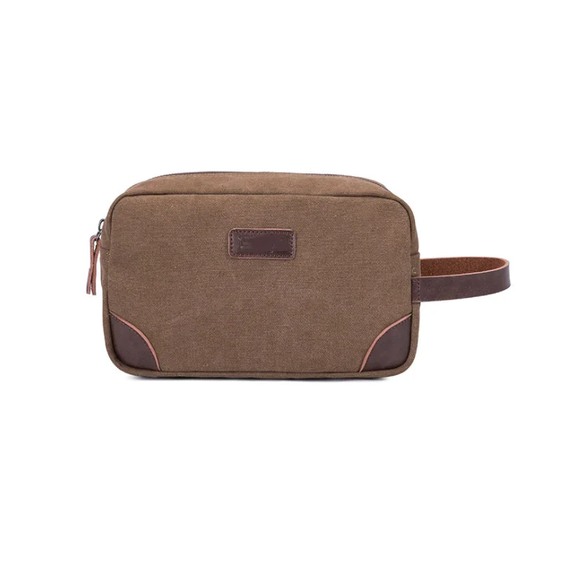 

New Styles Vintage PU Leather Clutch Bag Men Travel Makeup Cosmetic Bags Canvas Cosmetic Bag