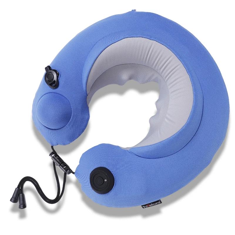 
New trending inflatable neck massage pillow for car office and home with washable cover 