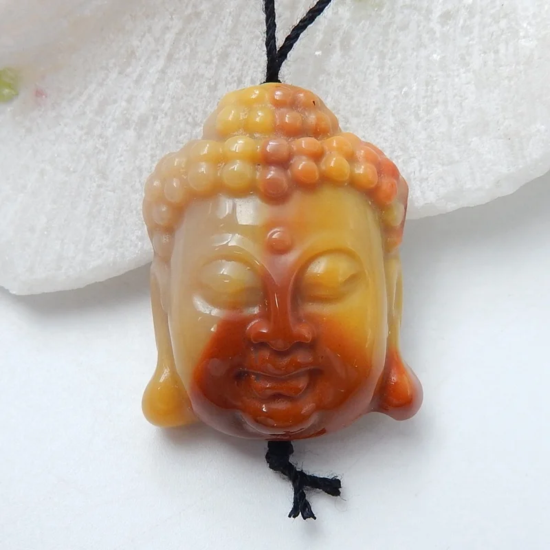 

Natural Gemstone Carvings Beautiful Buddha Head Gemstone Pendants For Necklace