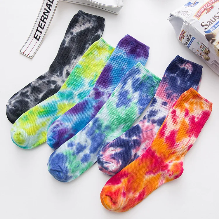 

Fashion Skateboard Slouch Unisex Colorful Tie-Dyed Crew Tie Dye Socks New Arrived Cushion Wholesale Tie Dye Socks, Colors