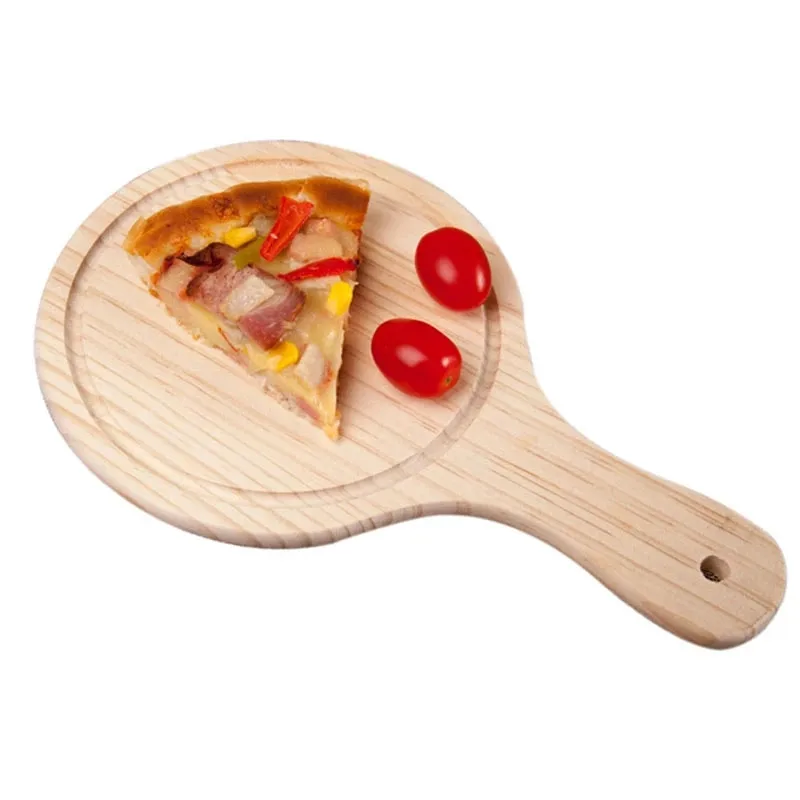 

Natural Pine Wood Kitchen Tools Pizza Cutting Board with Groove Wooden Serving Board, As picture