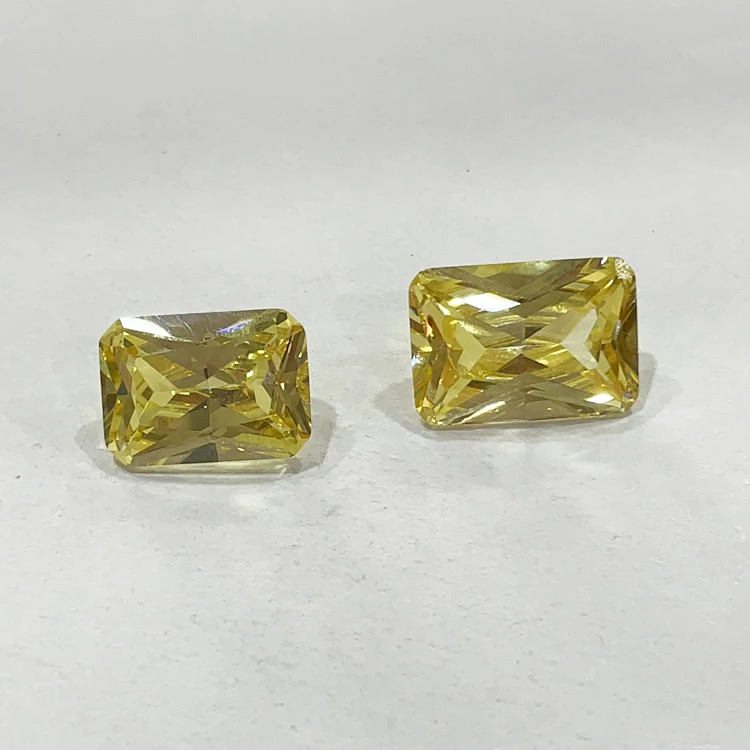 

Yuying Gems lemon yellow color princess cut cz stone cubic zirconia 12*16mm 13*18mm for making cubic zirconia necklace