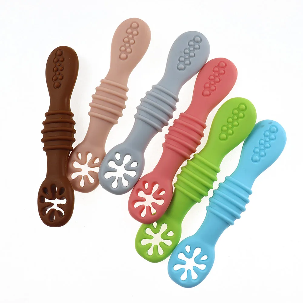 

New Design Custom Food Grade Kids Infant Training Utensils Soft-Tip Self Feeding Soft Silicone Baby Spoon