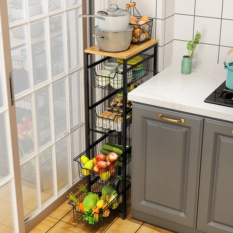 

Household Kitchen Shelf Landing Multilayer Storage Rack Microwave Oven Pan Rack Receive Condiment Shelves, Black