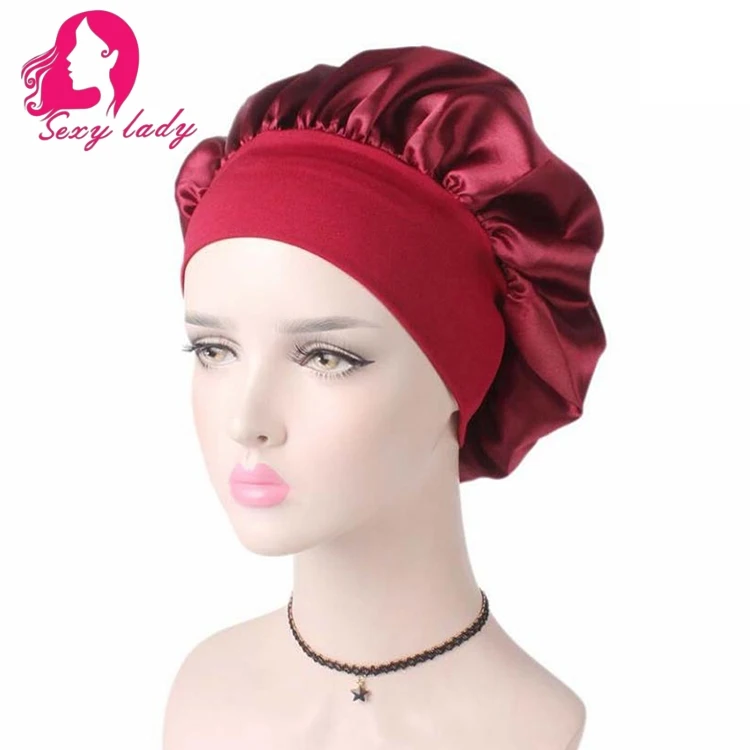 

Free Shipping Satin Single Layer Mommy And Me Bonnets With Wide Band, Customized